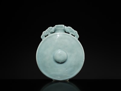 Lot 31 - A CELADON GLAZED MOONFLASK, BIANHU, 18TH CENTURY