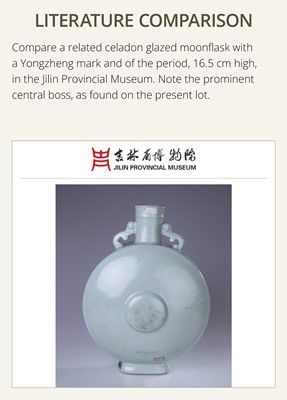 Lot 31 - A CELADON GLAZED MOONFLASK, BIANHU, 18TH CENTURY