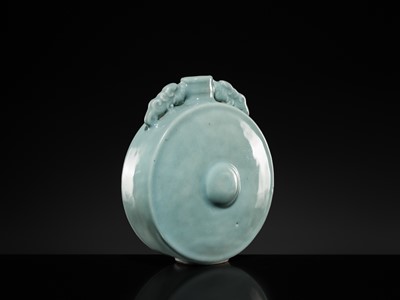 Lot 31 - A CELADON GLAZED MOONFLASK, BIANHU, 18TH CENTURY
