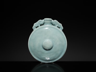 Lot 31 - A CELADON GLAZED MOONFLASK, BIANHU, 18TH CENTURY