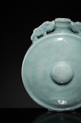 Lot 31 - A CELADON GLAZED MOONFLASK, BIANHU, 18TH CENTURY