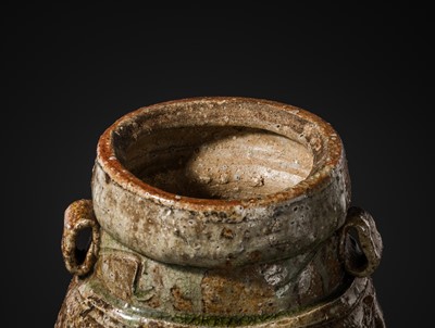 Lot 134 - A SHIGARAKI-WARE MIZUSASHI (FRESH WATER JAR), MOMOYAMA PERIOD