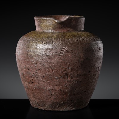 Lot 274 - A BIZEN-WARE STONEWARE TEA JAR, CHATSUBO, MOMOYAMA PERIOD