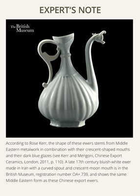 Lot 29 - A BLUE-GLAZED EWER FOR THE ISLAMIC MARKET, EARLY 18TH CENTURY