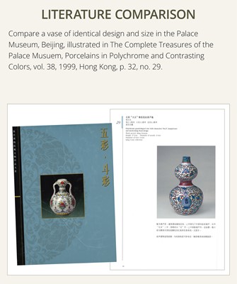 Lot 20 - A RARE WUCAI 'DAJI' DOUBLE-GOURD VASE, WANLI PERIOD