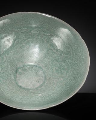 Lot 257 - A MOLDED CELADON-GLAZED BOWL, GORYEO DYNASTY, 12TH-13TH CENTURY