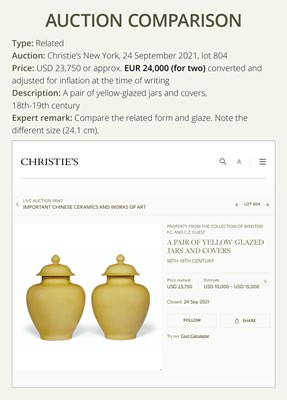 Lot 183 - A LARGE YELLOW GLAZED BALUSTER JAR AND COVER, 18TH-19TH CENTURY