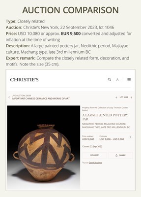 Lot 1 - A LARGE PAINTED POTTERY JAR, NEOLITHIC PERIOD, MAJIAYAO CULTURE