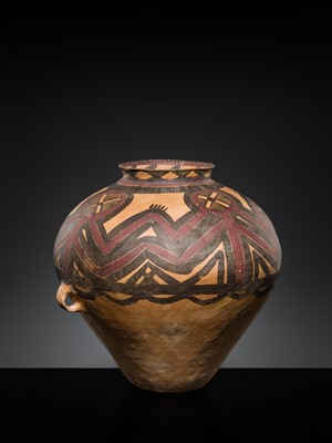 Lot 1 - A LARGE PAINTED POTTERY JAR, NEOLITHIC PERIOD, MAJIAYAO CULTURE