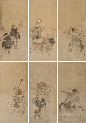 Lot 270 - A GROUP OF SIX ‘IMMORTAL’ PAINTINGS, HANABUSA ITCHO (1652-1724)