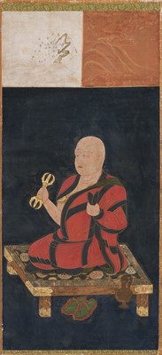 Lot 133 - A RARE SET OF PORTRAITS OF THE EIGHT PATRIARCHS OF SHINGON BUDDHISM, SHINGON DENJI HASSO, MUROMACHI PERIOD
