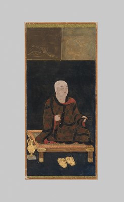 Lot 133 - A RARE SET OF PORTRAITS OF THE EIGHT PATRIARCHS OF SHINGON BUDDHISM, SHINGON DENJI HASSO, MUROMACHI PERIOD