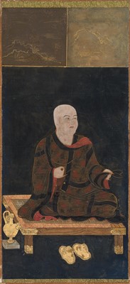 Lot 133 - A RARE SET OF PORTRAITS OF THE EIGHT PATRIARCHS OF SHINGON BUDDHISM, SHINGON DENJI HASSO, MUROMACHI PERIOD