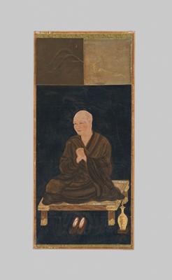 Lot 133 - A RARE SET OF PORTRAITS OF THE EIGHT PATRIARCHS OF SHINGON BUDDHISM, SHINGON DENJI HASSO, MUROMACHI PERIOD