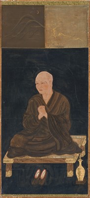 Lot 133 - A RARE SET OF PORTRAITS OF THE EIGHT PATRIARCHS OF SHINGON BUDDHISM, SHINGON DENJI HASSO, MUROMACHI PERIOD