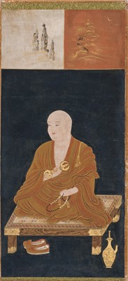 Lot 133 - A RARE SET OF PORTRAITS OF THE EIGHT PATRIARCHS OF SHINGON BUDDHISM, SHINGON DENJI HASSO, MUROMACHI PERIOD