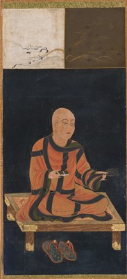 Lot 133 - A RARE SET OF PORTRAITS OF THE EIGHT PATRIARCHS OF SHINGON BUDDHISM, SHINGON DENJI HASSO, MUROMACHI PERIOD