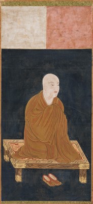 Lot 133 - A RARE SET OF PORTRAITS OF THE EIGHT PATRIARCHS OF SHINGON BUDDHISM, SHINGON DENJI HASSO, MUROMACHI PERIOD