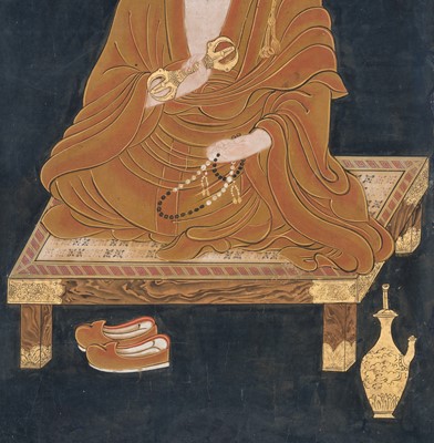 Lot 133 - A RARE SET OF PORTRAITS OF THE EIGHT PATRIARCHS OF SHINGON BUDDHISM, SHINGON DENJI HASSO, MUROMACHI PERIOD