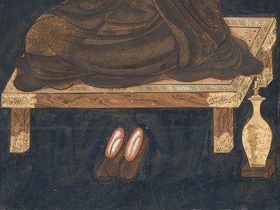 Lot 133 - A RARE SET OF PORTRAITS OF THE EIGHT PATRIARCHS OF SHINGON BUDDHISM, SHINGON DENJI HASSO, MUROMACHI PERIOD