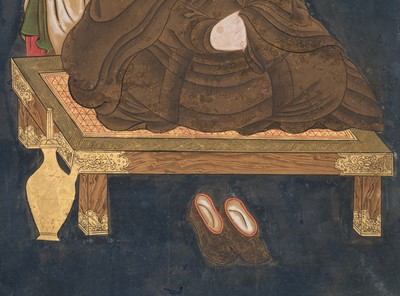 Lot 133 - A RARE SET OF PORTRAITS OF THE EIGHT PATRIARCHS OF SHINGON BUDDHISM, SHINGON DENJI HASSO, MUROMACHI PERIOD