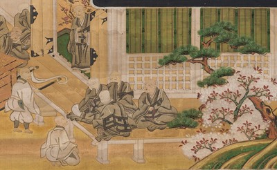 Lot 132 - A RARE SCROLL FROM A SET OF THE ILLUSTRATED LIFE OF SHINRAN SHONIN, MOMOYAMA PERIOD