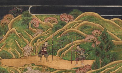 Lot 132 - A RARE SCROLL FROM A SET OF THE ILLUSTRATED LIFE OF SHINRAN SHONIN, MOMOYAMA PERIOD
