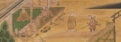 Lot 132 - A RARE SCROLL FROM A SET OF THE ILLUSTRATED LIFE OF SHINRAN SHONIN, MOMOYAMA PERIOD
