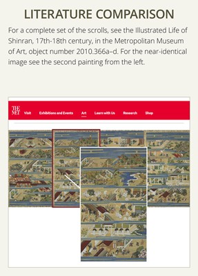 Lot 132 - A RARE SCROLL FROM A SET OF THE ILLUSTRATED LIFE OF SHINRAN SHONIN, MOMOYAMA PERIOD