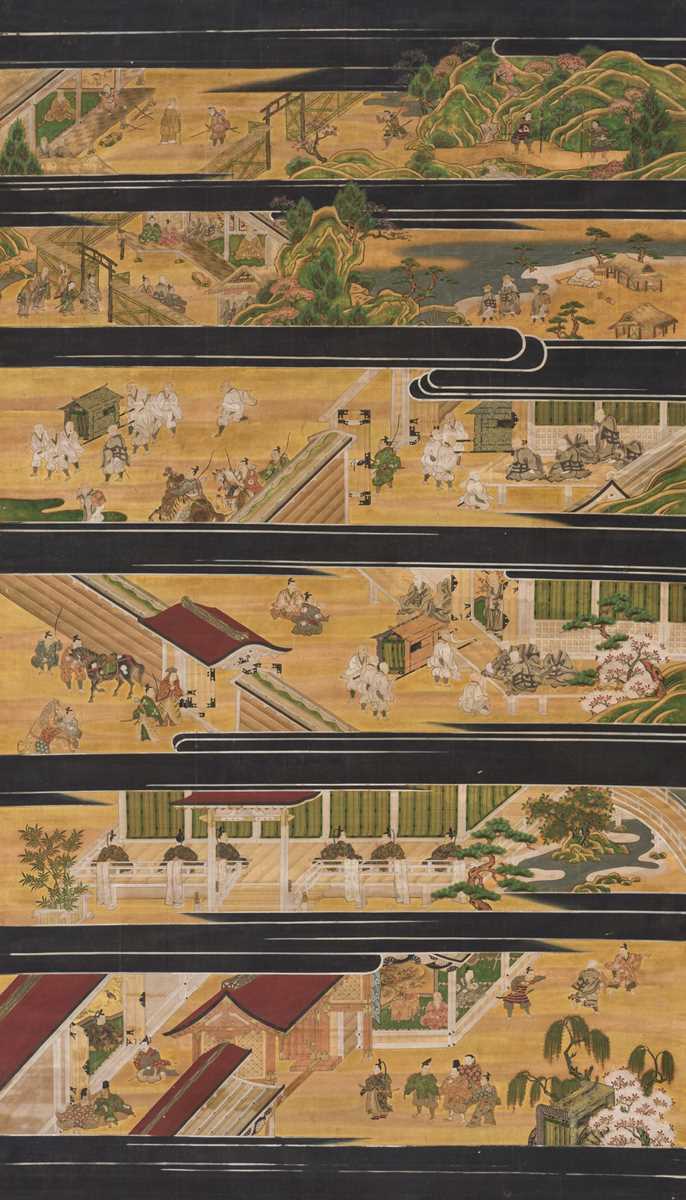 Lot 132 - A RARE SCROLL FROM A SET OF THE ILLUSTRATED LIFE OF SHINRAN SHONIN, MOMOYAMA PERIOD
