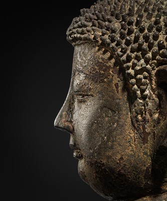 Lot 117 - A RARE AND IMPORTANT BRONZE HEAD OF BUDDHA, GORYEO DYNASTY