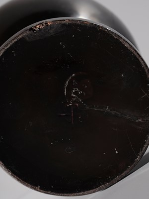 Lot 145 - A KURO-NEGORO RITUAL SAKE FLASK, HEISHI, EARLY EDO PERIOD