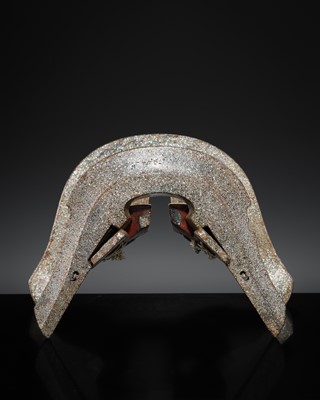 Lot 137 - A SUPERB MOTHER-OF-PEARL-INLAID WOOD KURA (SADDLE), EDO PERIOD