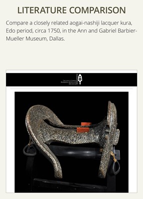 Lot 137 - A SUPERB MOTHER-OF-PEARL-INLAID WOOD KURA (SADDLE), EDO PERIOD