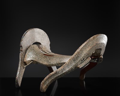 Lot 137 - A SUPERB MOTHER-OF-PEARL-INLAID WOOD KURA (SADDLE), EDO PERIOD