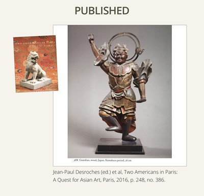 Lot 127 - A GILT AND POLYCHROME-WOOD TEMPLE STATUE OF A HEAVENLY GENERAL, JUNI SHINSHO, KAMAKURA PERIOD