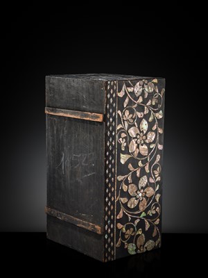 Lot 118 - A MOTHER-OF-PEARL INLAID LACQUER CHEST, JOSEON DYNASTY
