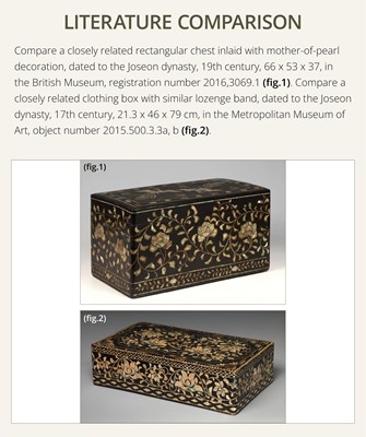 Lot 118 - A MOTHER-OF-PEARL INLAID LACQUER CHEST, JOSEON DYNASTY