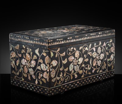 Lot 118 - A MOTHER-OF-PEARL INLAID LACQUER CHEST, JOSEON DYNASTY
