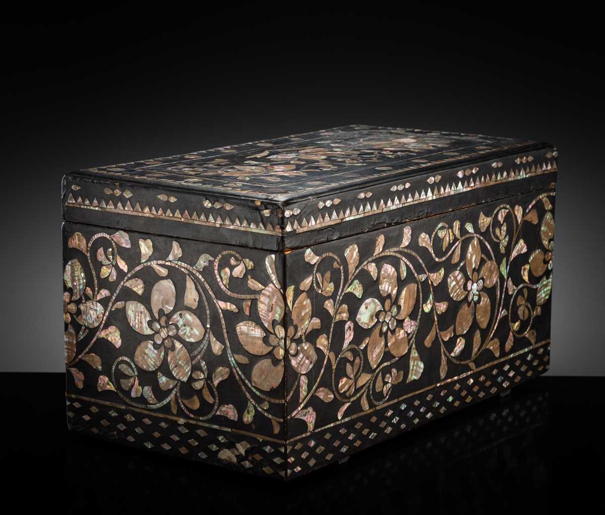 Lot 118 - A MOTHER-OF-PEARL INLAID LACQUER CHEST, JOSEON DYNASTY