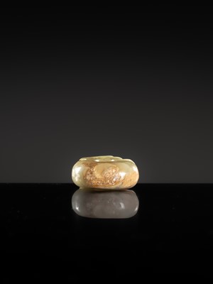 Lot 54 - A SMALL CELADON AND RUSSET JADE ‘PIG DRAGON’, ZHULONG, HONGSHAN CULTURE