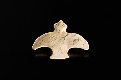 Lot 55 - A RARE CELADON JADE ‘BIRD’ PLAQUE, NEOLITHIC PERIOD, LIANGZHU CULTURE