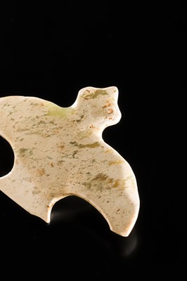 Lot 55 - A RARE CELADON JADE ‘BIRD’ PLAQUE, NEOLITHIC PERIOD, LIANGZHU CULTURE