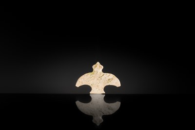 Lot 55 - A RARE CELADON JADE ‘BIRD’ PLAQUE, NEOLITHIC PERIOD, LIANGZHU CULTURE