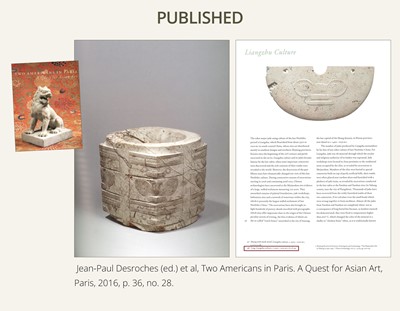 Lot 58 - AN EXTREMELY RARE THREE-TIERED IVORY-WHITE JADE CONG, LIANGZHU CULTURE