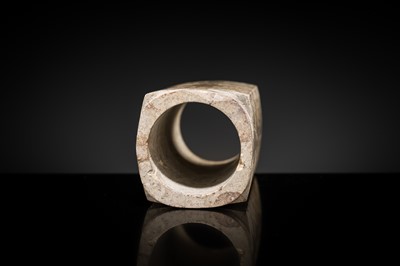 Lot 218 - A RARE TIERED MOTTLED JADE CONG, LIANGZHU CULTURE