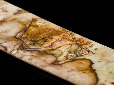 Lot 66 - A LARGE (47 CM) AND EXCEPTIONAL ‘CLOUDED’ JADE CEREMONIAL BLADE, ZHANG, SHANG DYNASTY