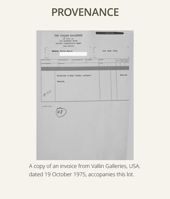 Lot 66 - A LARGE (47 CM) AND EXCEPTIONAL ‘CLOUDED’ JADE CEREMONIAL BLADE, ZHANG, SHANG DYNASTY