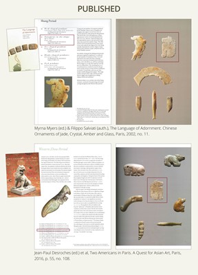 Lot 73 - A RARE AND IMPORTANT JADE ‘CROUCHING BEAR’ PLAQUE, LATE SHANG DYNASTY, 13TH-11TH CENTURY BC