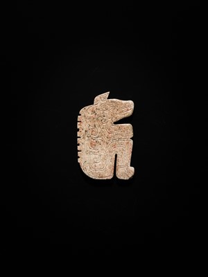 Lot 73 - A RARE AND IMPORTANT JADE ‘CROUCHING BEAR’ PLAQUE, LATE SHANG DYNASTY, 13TH-11TH CENTURY BC